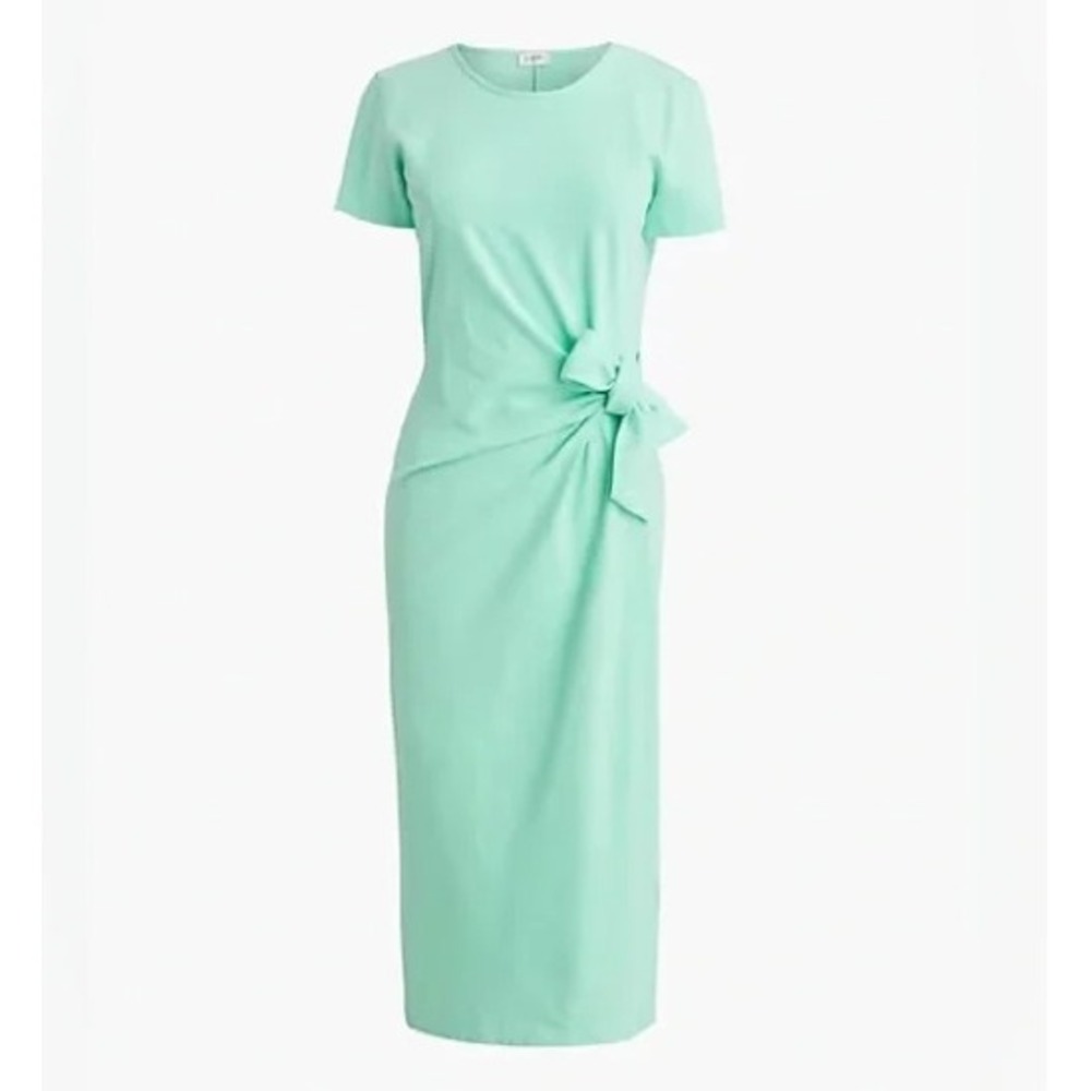 J.Crew Mint‎ Green Short Sleeve Side Tie Midi Dress CA443 Womens Small NWT